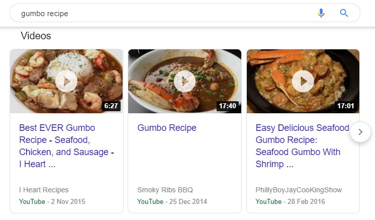 videos in google results